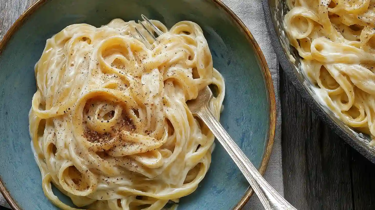 Creamy Alfredo Sauce Without Heavy Cream (Made with Milk) 2 Bowl of fettuccine pasta coated in creamy Alfredo sauce without heavy cream, topped with black pepper