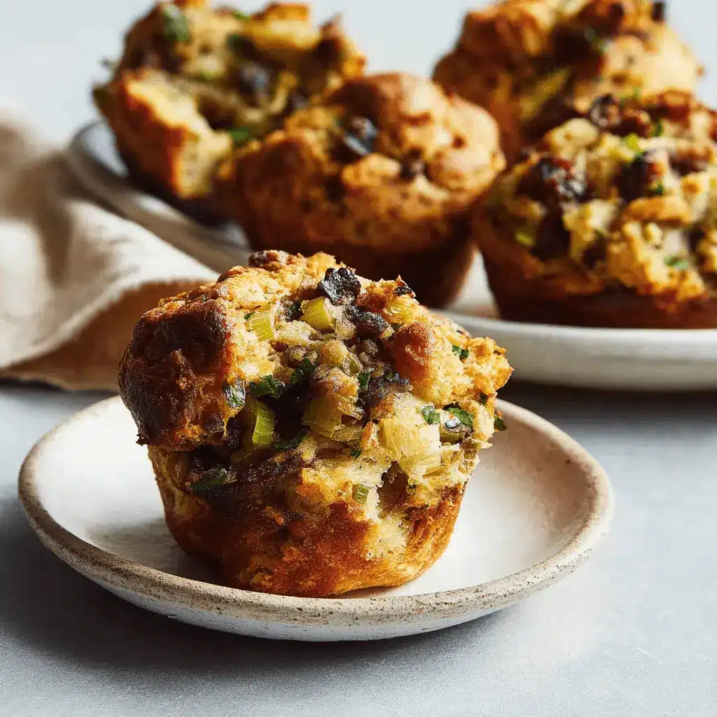 Amazing Stuffing Muffins: Easy & Delicious! 2 Savory Stuffing Muffins with visible herbs and cranberries, served on rustic plates.