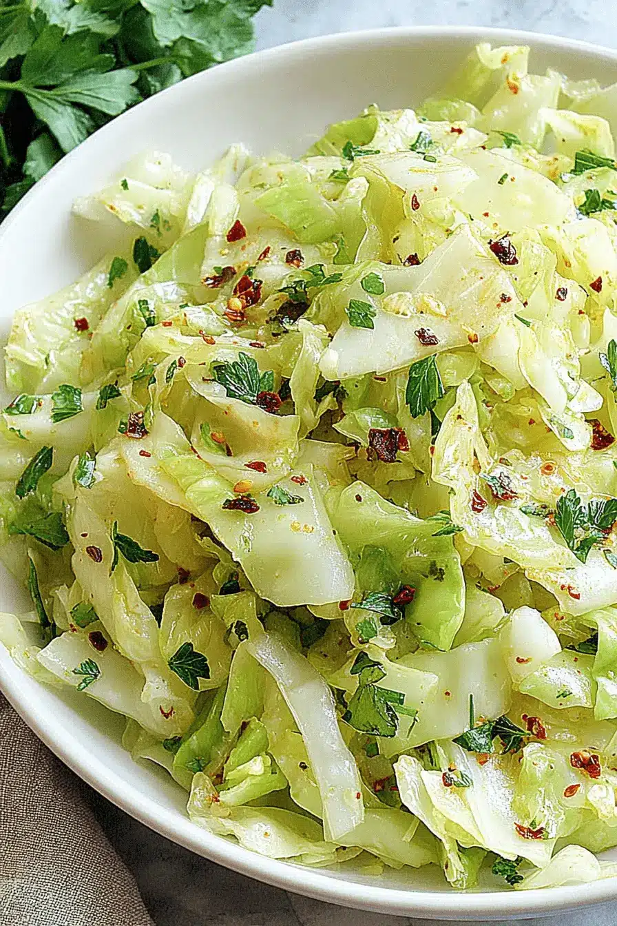 Amazing Steamed Cabbage: Quick & Healthy Side 2 Fresh shredded cabbage salad with herbs and light dressing, demonstrating a healthy, vibrant alternative to Steamed Cabbage.