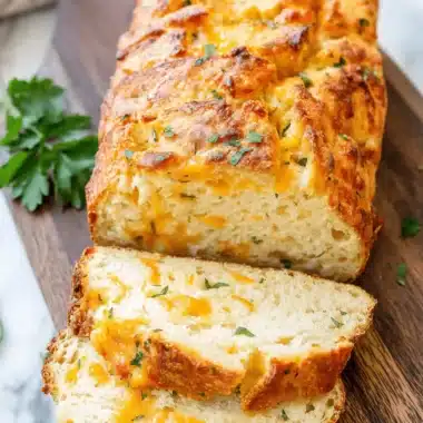 Amazing Savory Sourdough Recipes You'll Crave 4 Close-up of cheesy pull-apart sourdough bread with herbs on a wooden board, showcasing one of the best Savory Sourdough Recipes.