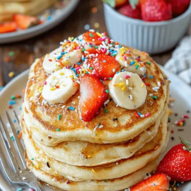 The Ultimate Pancake Bar: Easy Hosting Guide 4 Close-up of a decadent stack of pancakes and fresh toppings, suggesting a customizable pancake bar setup.