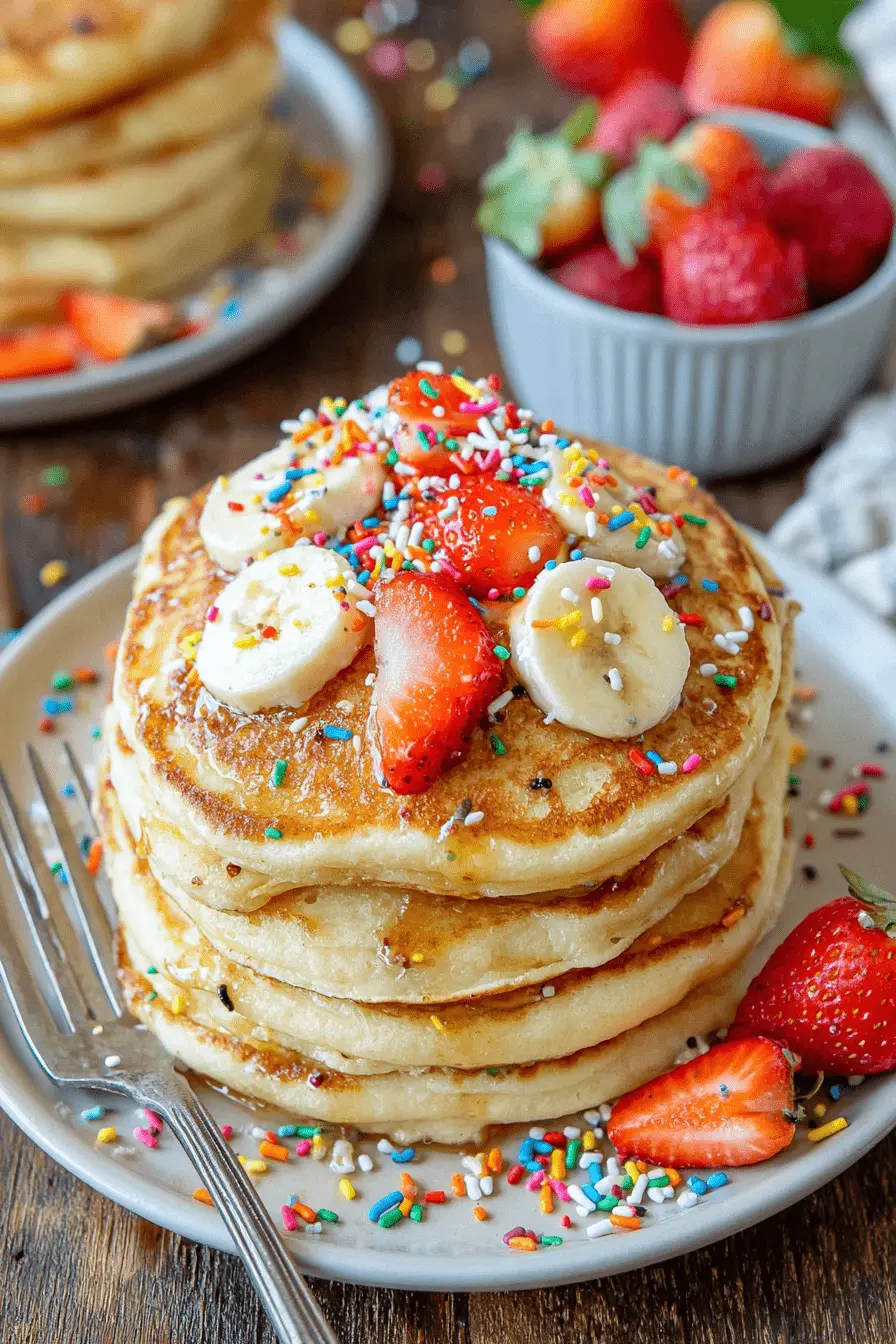 The Ultimate Pancake Bar: Easy Hosting Guide 2 Close-up of a decadent stack of pancakes and fresh toppings, suggesting a customizable pancake bar setup.