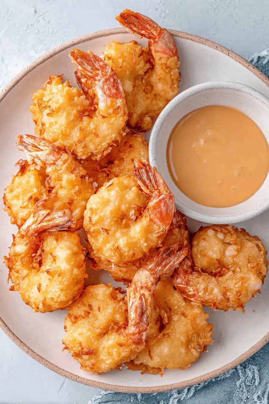 Ultimate Crispy Homemade Shrimp Tempura 2 Crispy, golden-brown fried shrimp, presented beautifully as a gourmet appetizer, capturing the essence of great Shrimp Tempura.