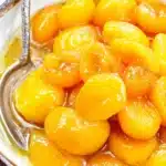 Amazing Fresh Peach Pie Filling Recipes 5 Glistening stewed apricots in a rustic bowl, offering sweet inspiration for peach pie filling recipes.