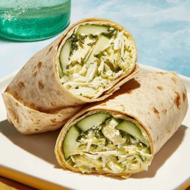 Ultimate Cucumber-Hummus Wrap: Easy Meal Prep 3 Delicious halved Cucumber-Hummus Wrap on a white plate with a refreshing drink.